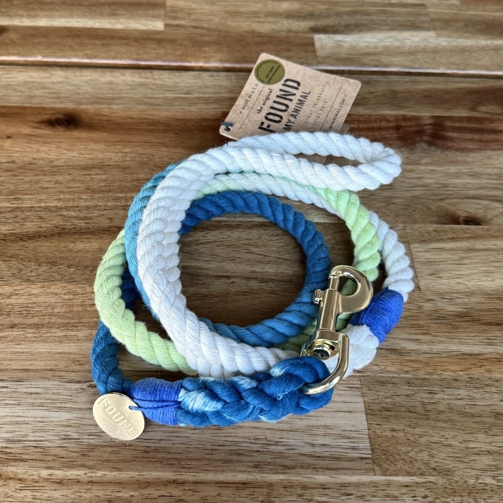 NWT Found My Animal The Blue Green Ombre 7' Rope‎ Dog Pet MADE IN USA